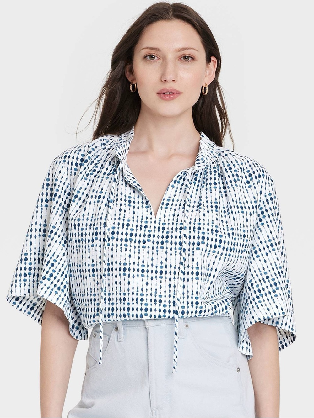 Universal Thread Flowy Elbow Sleeve Popover Blouse